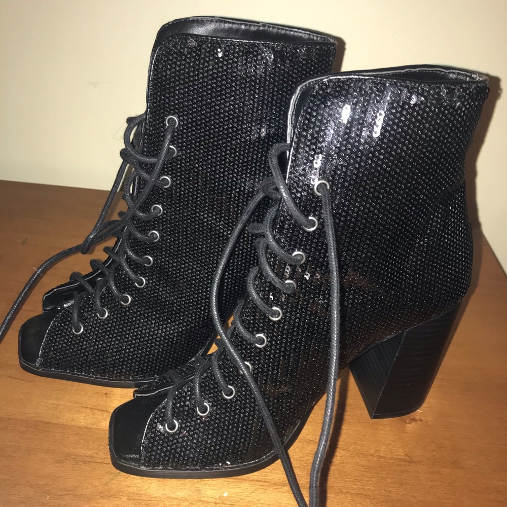 Lace up booties with wedge
